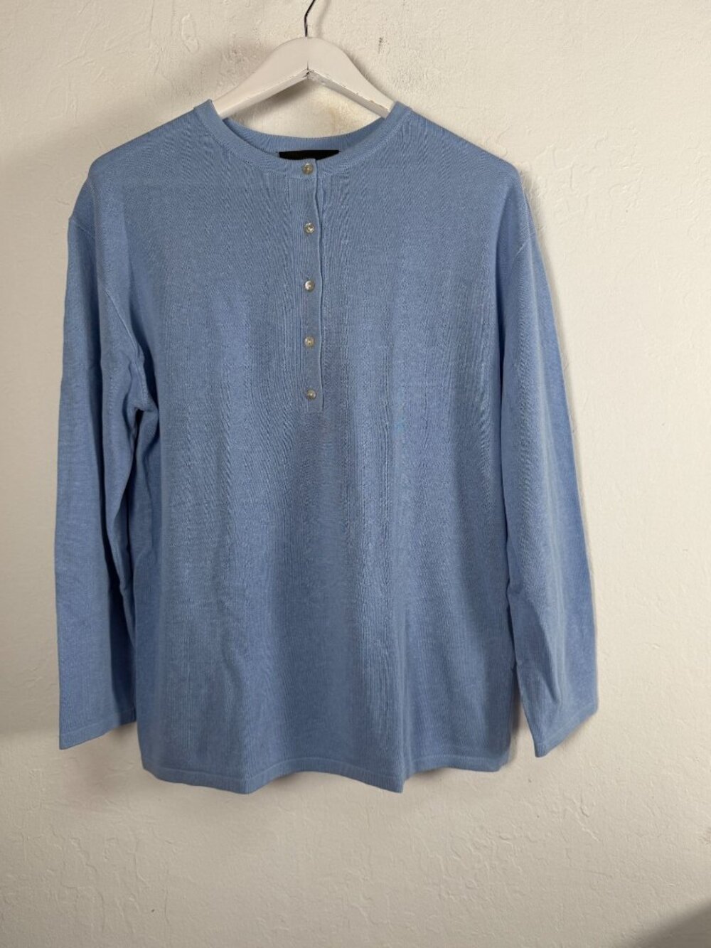Zara Womens Blue Long Sleeve Knit Henley Sweater Top Small Pullover Casual New